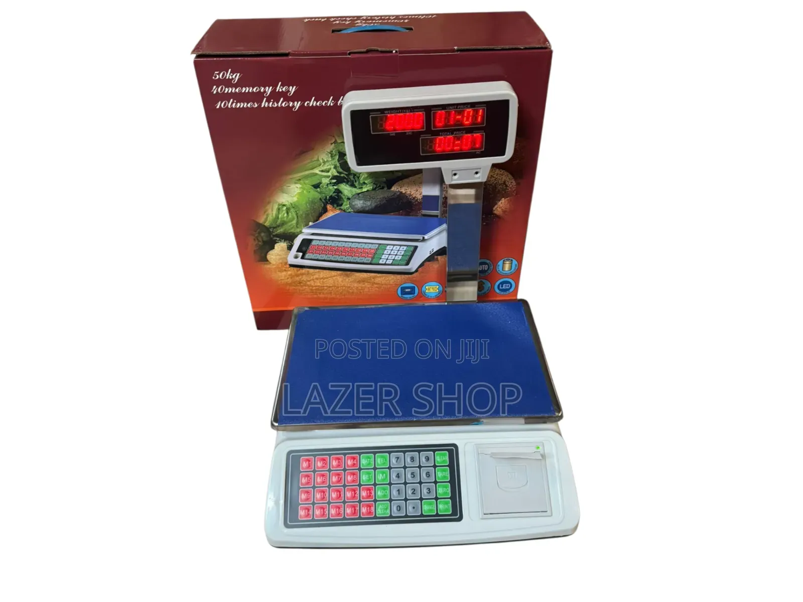 Maximum Weight 50kg 
40 Memory Receipt Scale =