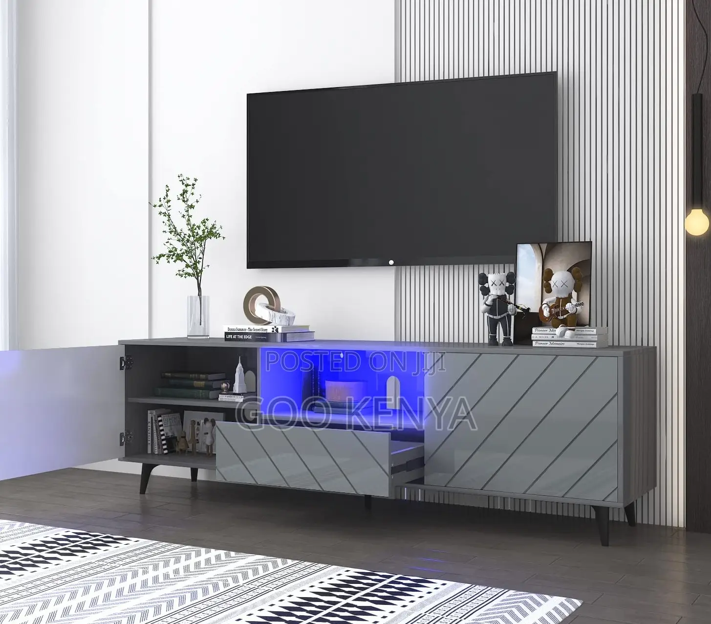 Home Tv Cabinet; High Gloss Wooden Tv Stand With Storage