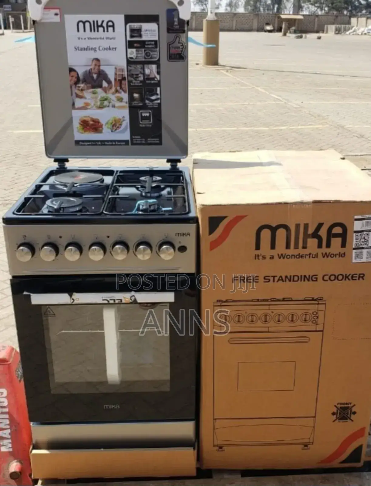 *Mika Standing Cooker, 50cm X 60cm, 3 Gas Burners + 1 Rapid Plate