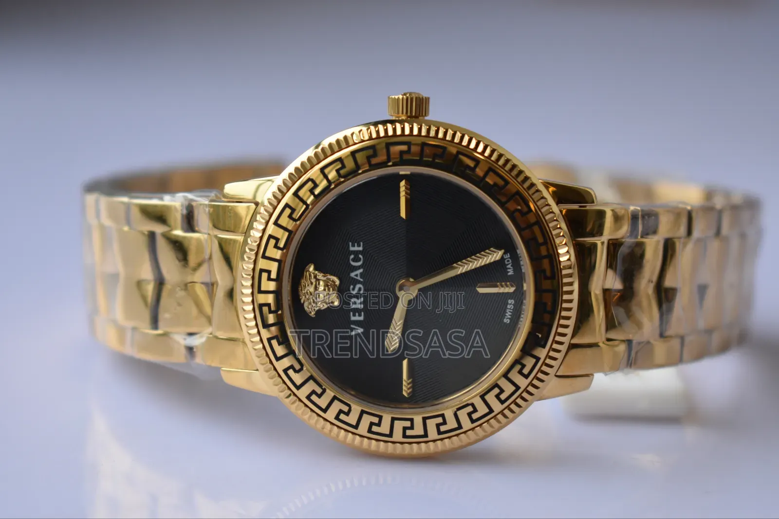 Versace Black Dial Full Yellow Gold Ladies Watch