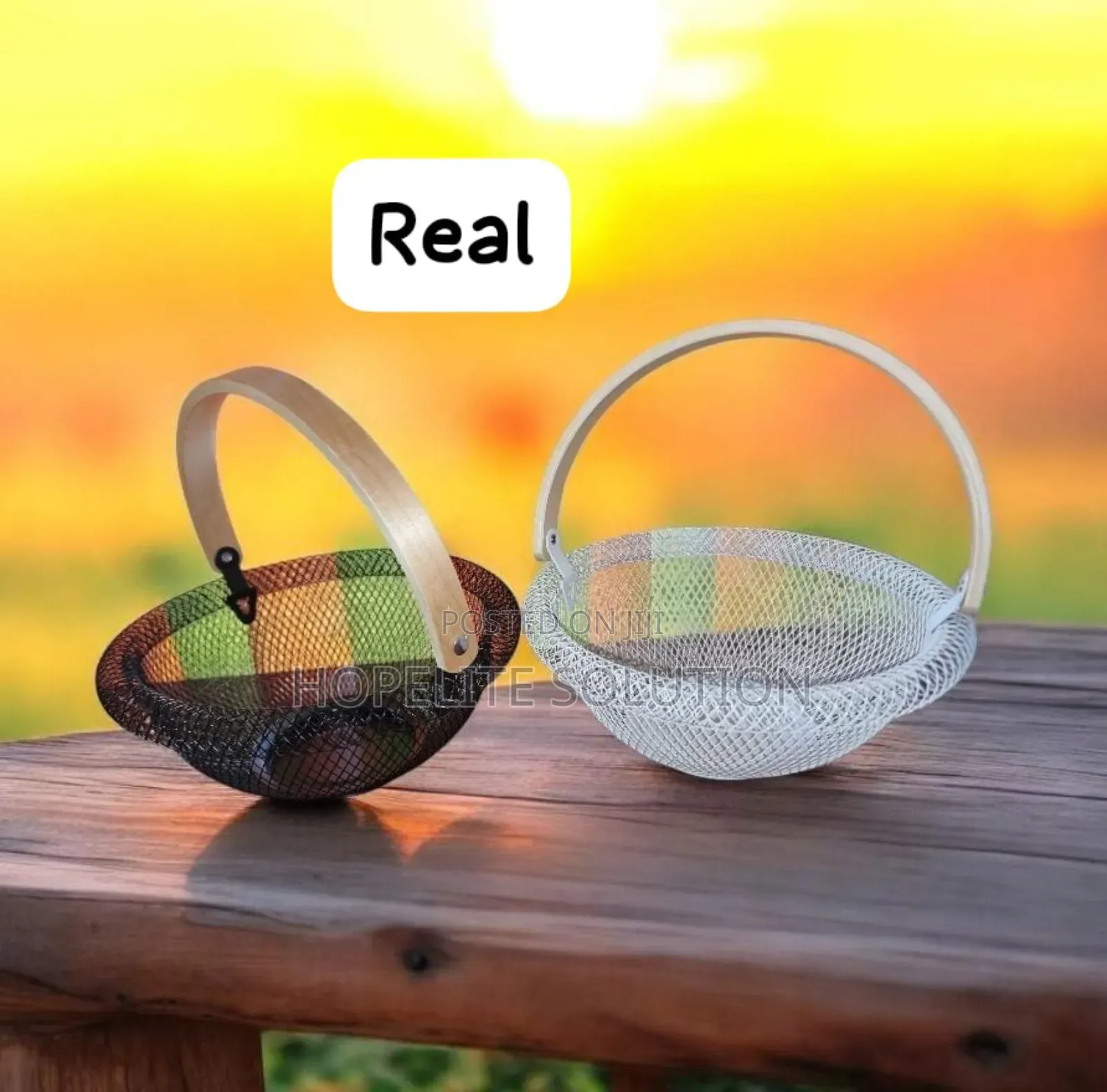 Mesh Fruit Basket With Bamboo Handle