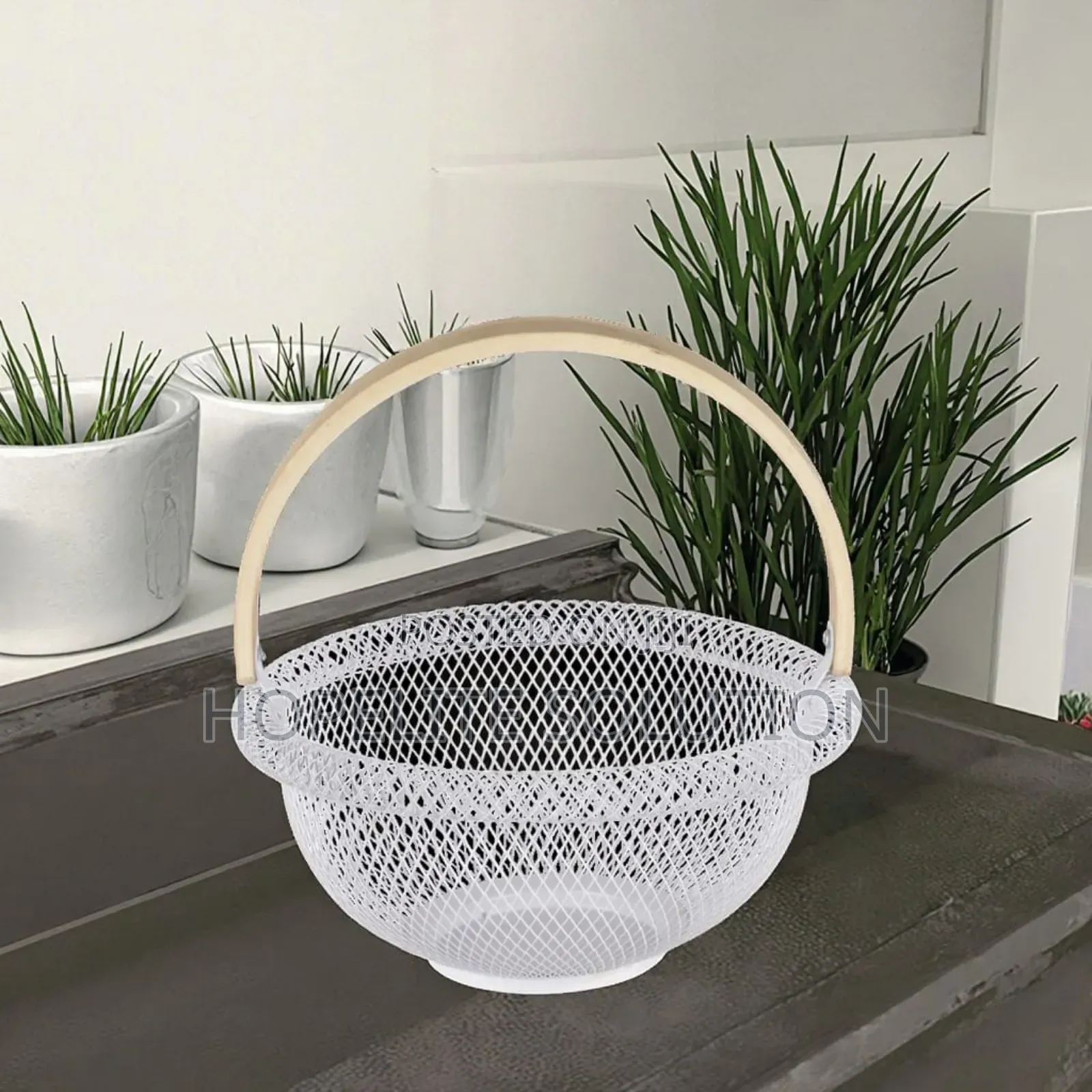Mesh Fruit Basket With Bamboo Handle