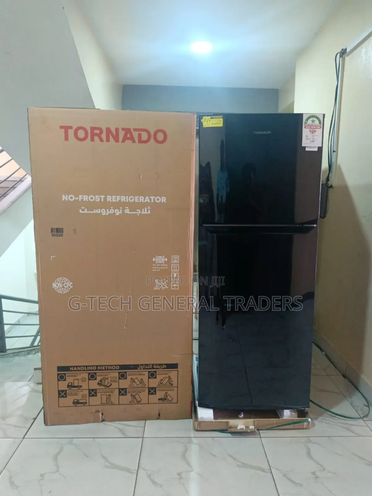 Tornado 304l Double Door Non Frost Refrigerator-black