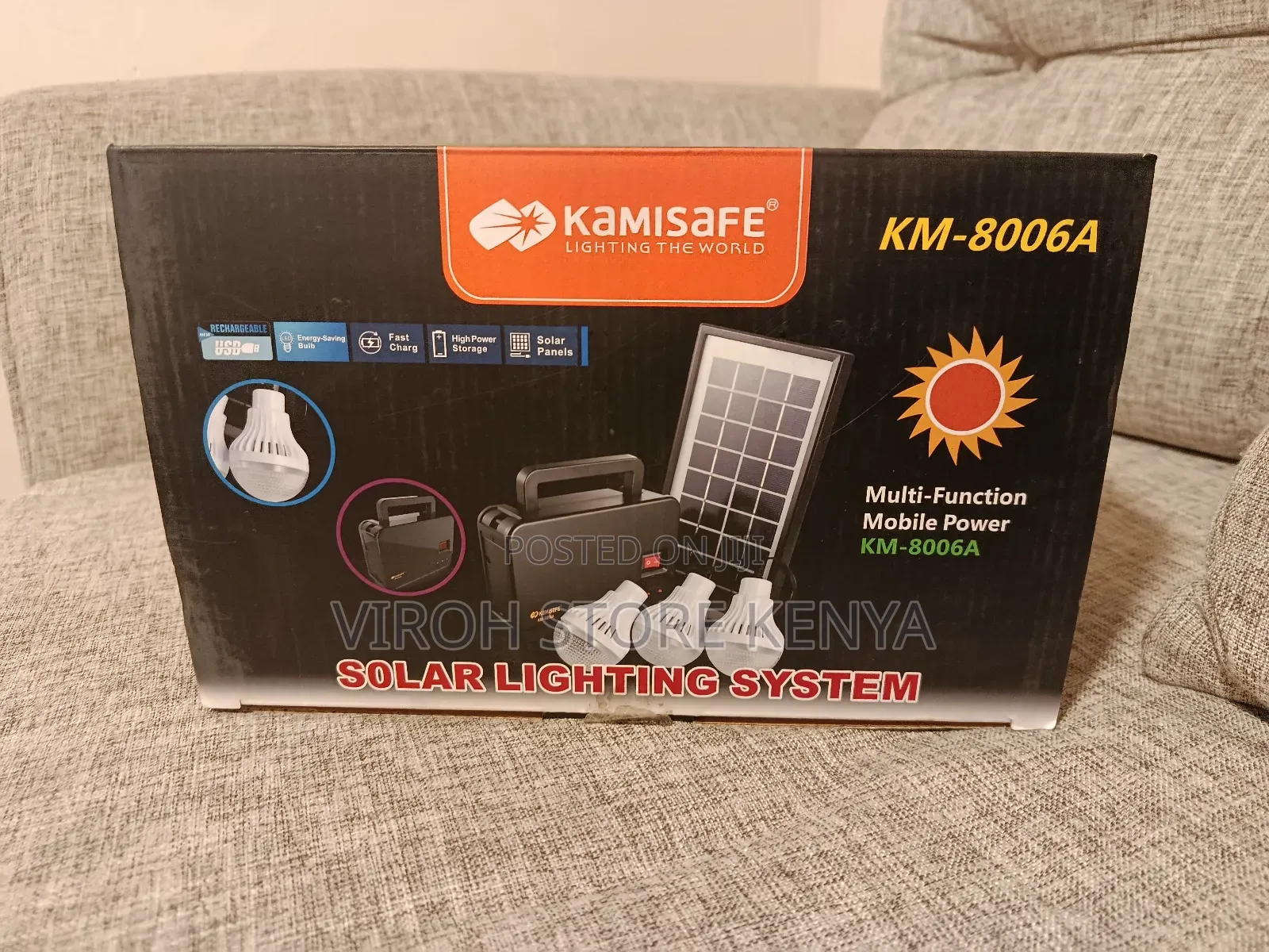 Kamisafe Solar Lamp Rechargeable Three Bulbs Portable Camping Light