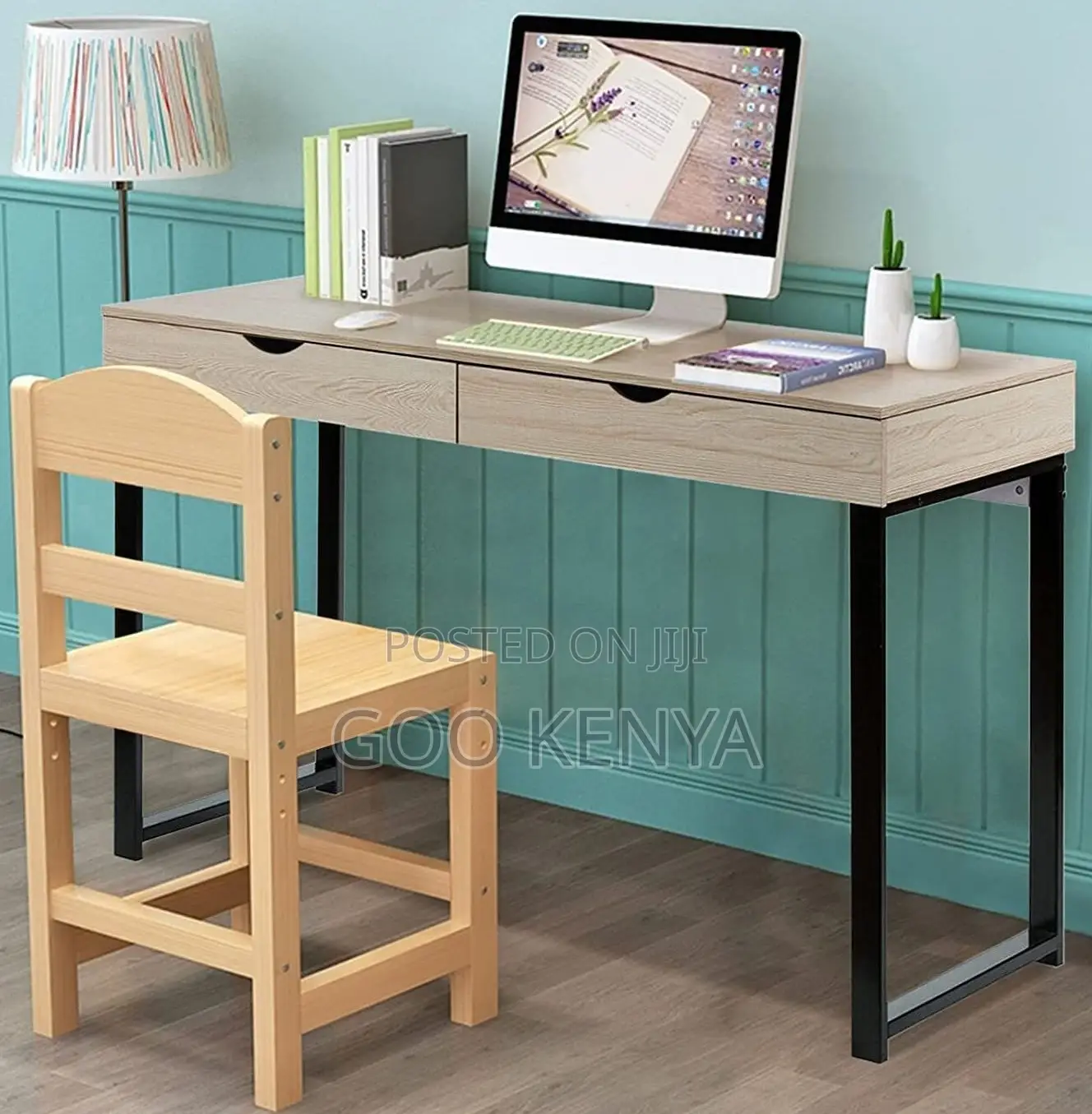 Office Desk; Stylish Wooden Computer Desk With Steel Structure