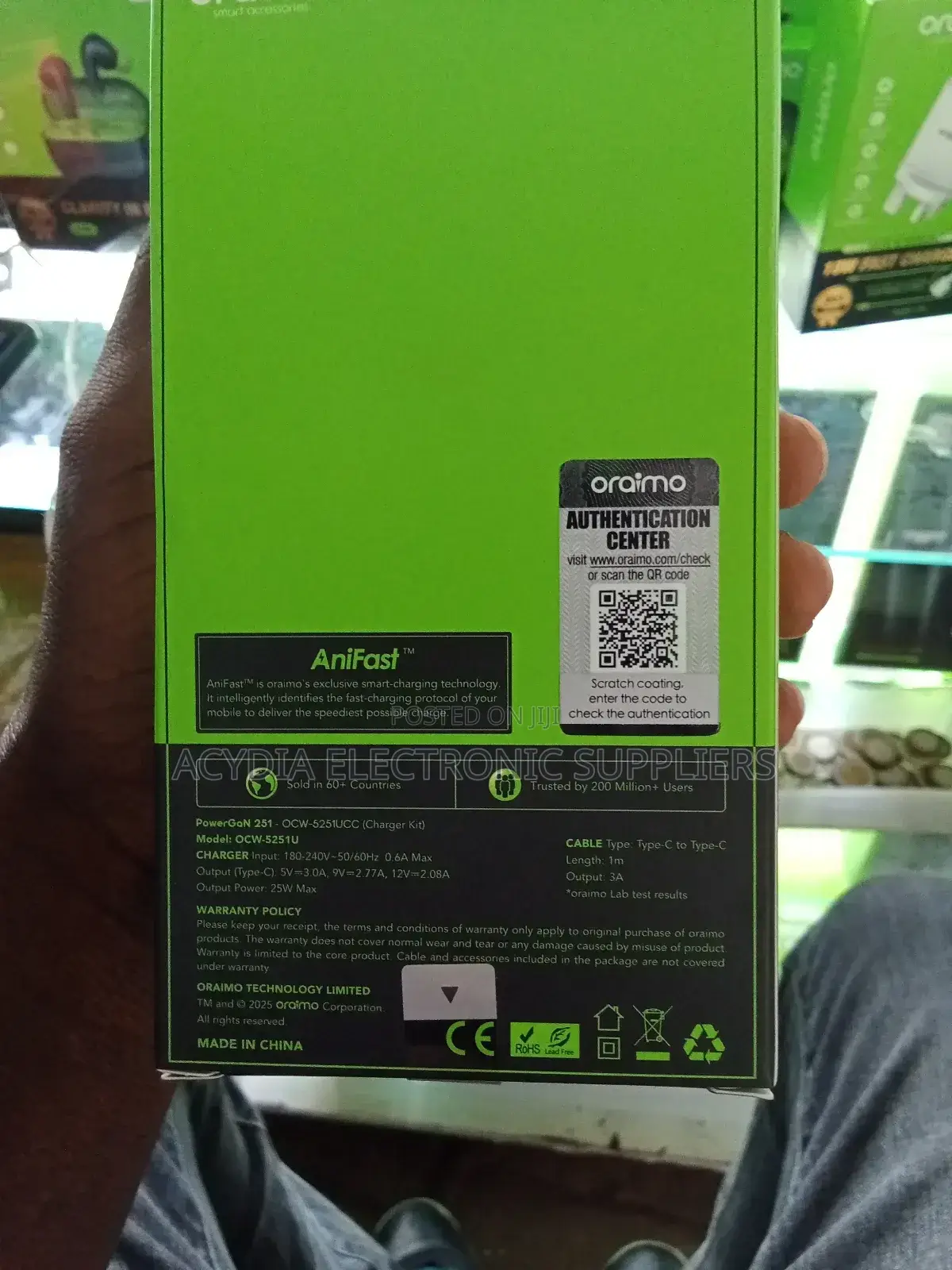 Oraimo Powergn 251 25w Ultra Fast Type C Charger