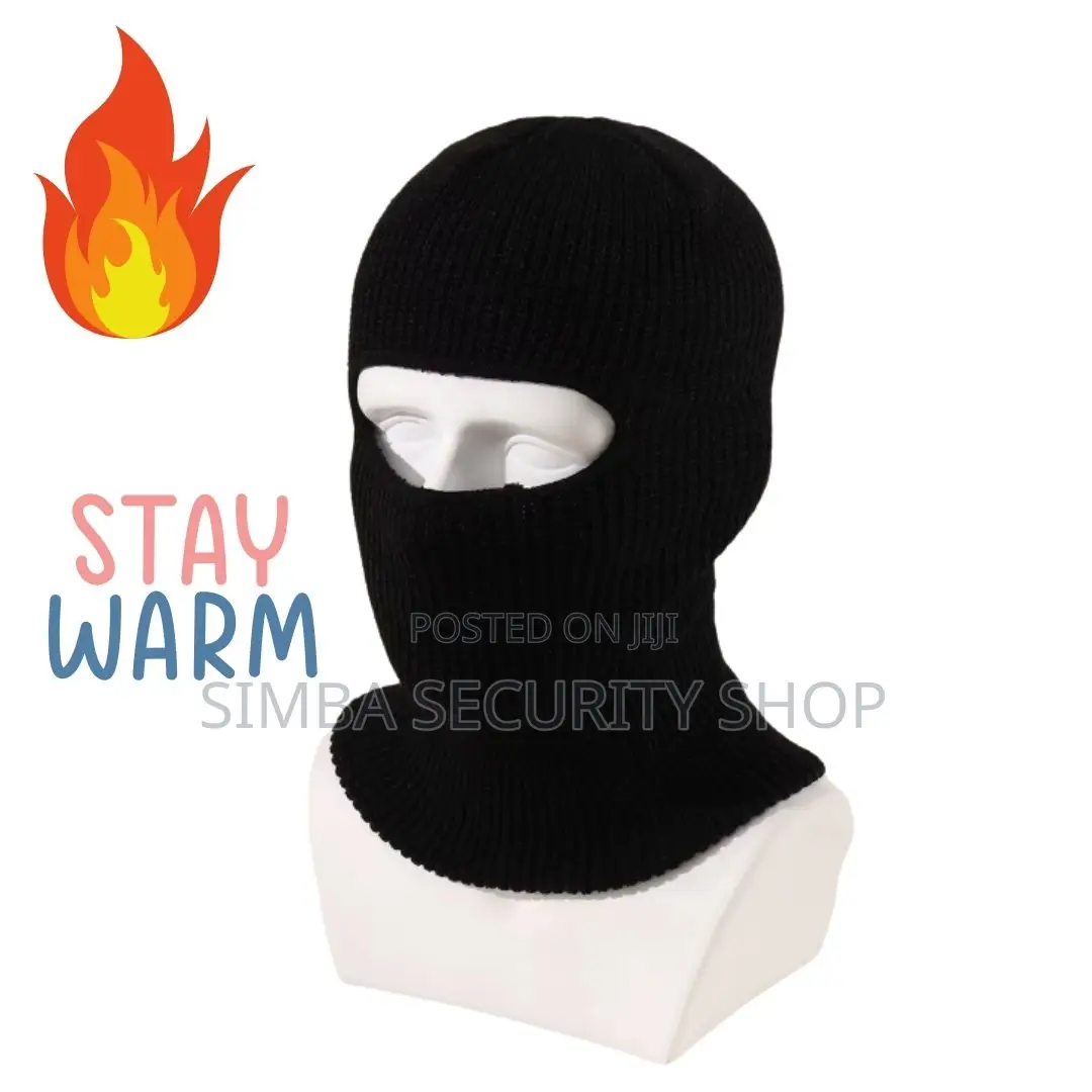Knitted Balaclava One Hole Full Face Mask Knit Warm Winter Black Fm11