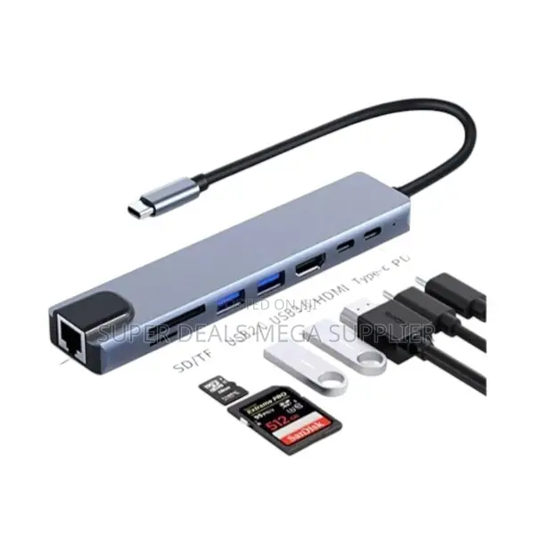 8 in 1 Usb C Ultra Hd Hub With Hdmi Rj45 Usb 3.0 Sd Tf Pd Support