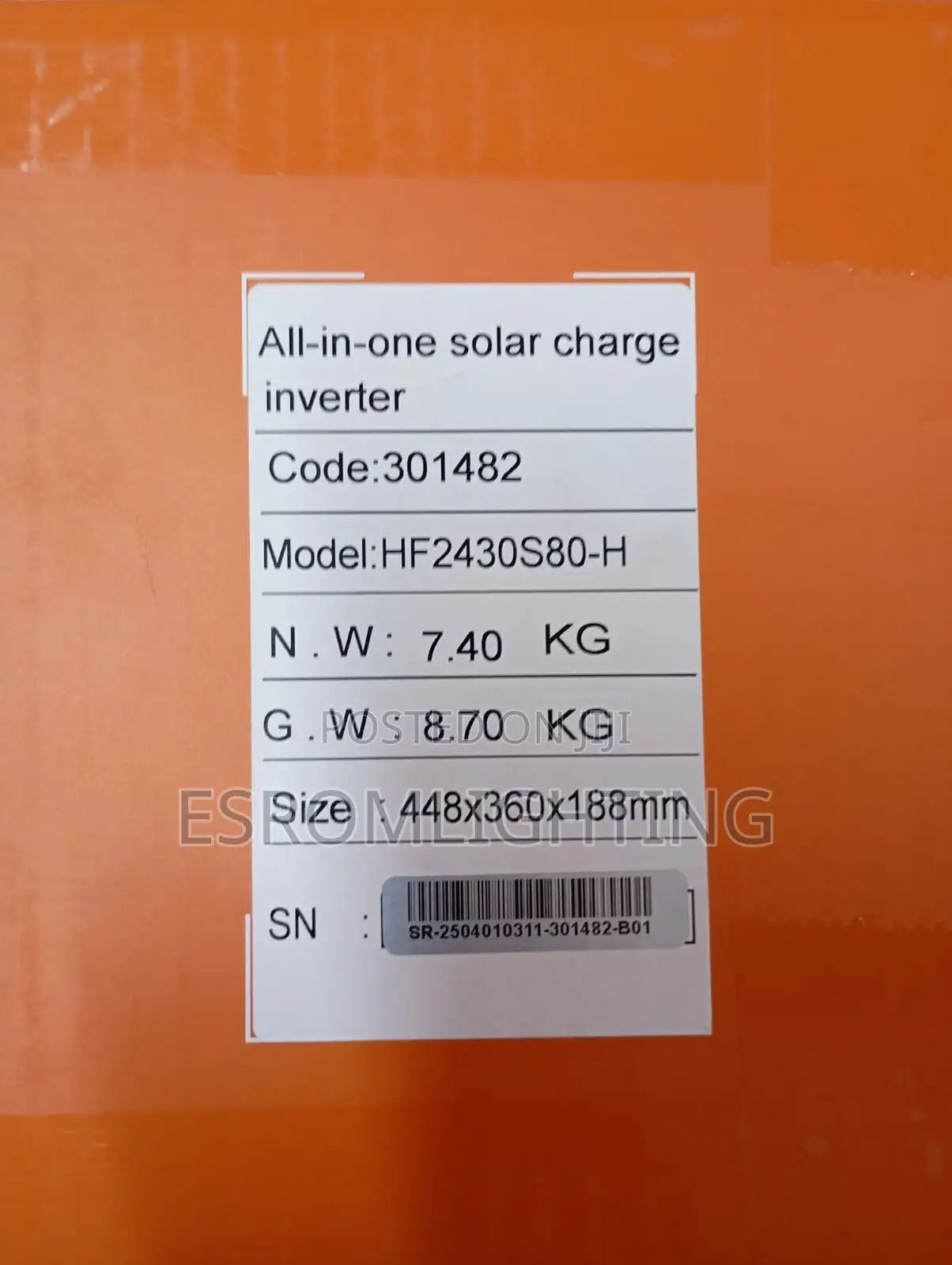 3kw Srne Solar Inverter - 3000w / 24v / 60a / 500vdc