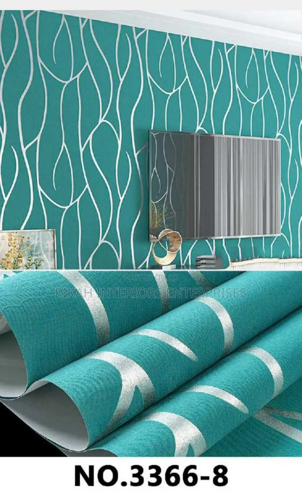 Turquoise Wallpapers Stripped With Silver Lines