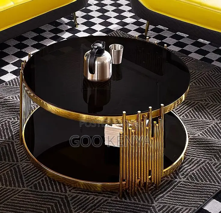 Home Table; Gold Finish Coffee Table for Living Room