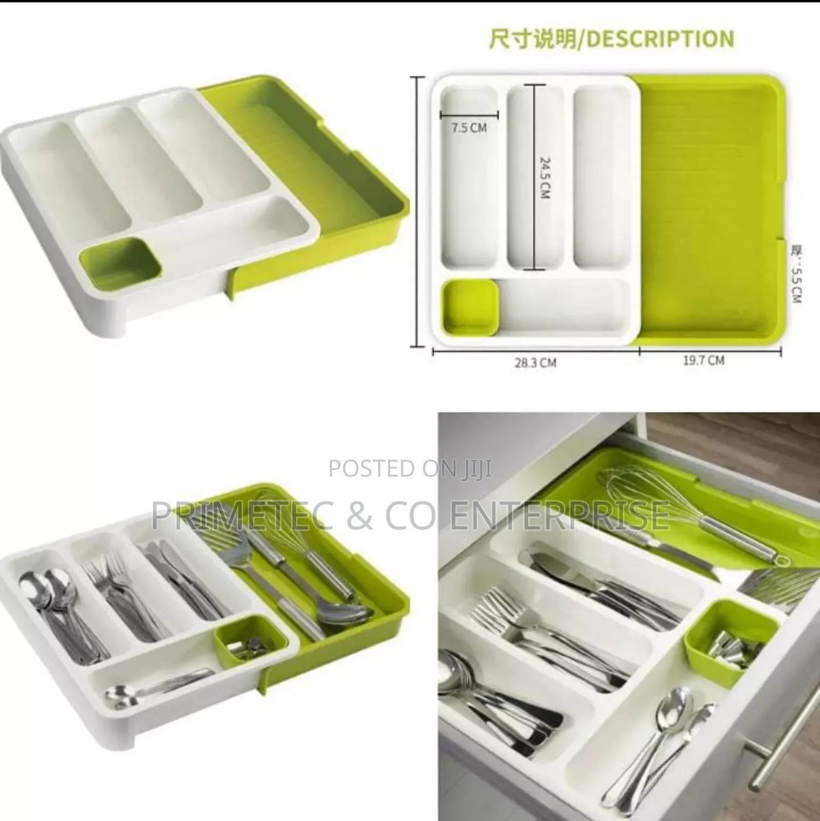 3 in 1 Multipurpose Plastic Cutlery Drawer Organizer