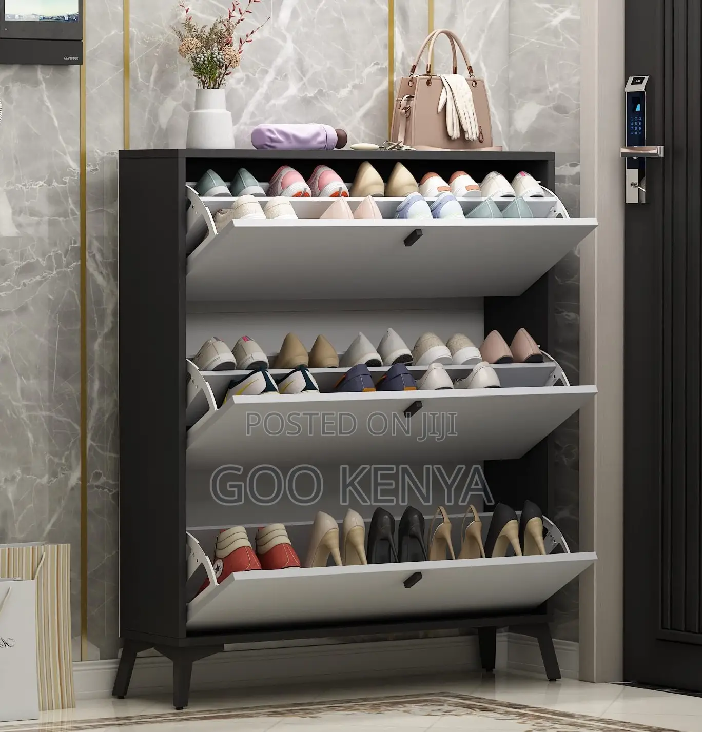Home Cabinet; Extendable Wooden Shoe Cabinet for Apartment Entryway