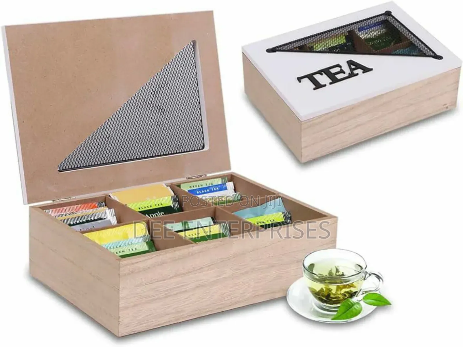 6 Compartments Wooden Teabag / Coffee Organizer
