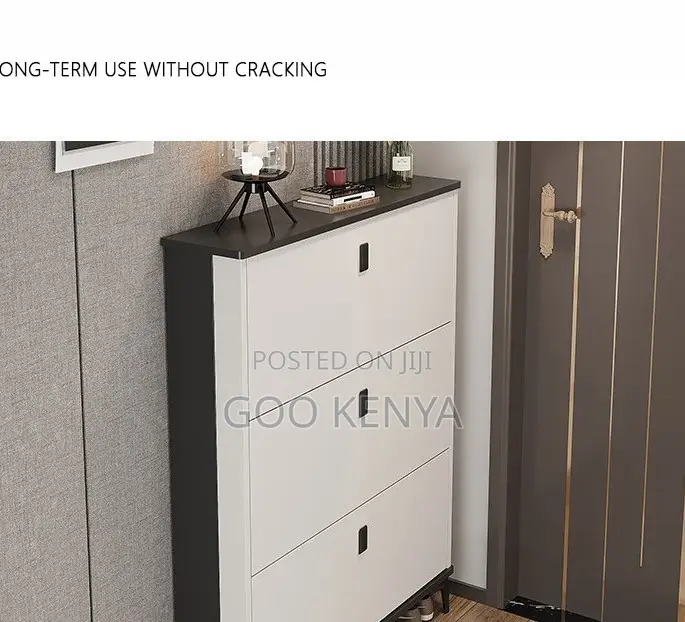 Home Cabinet; Flip Elegant Wooden Shoe Cabinet With Adjustable Storage