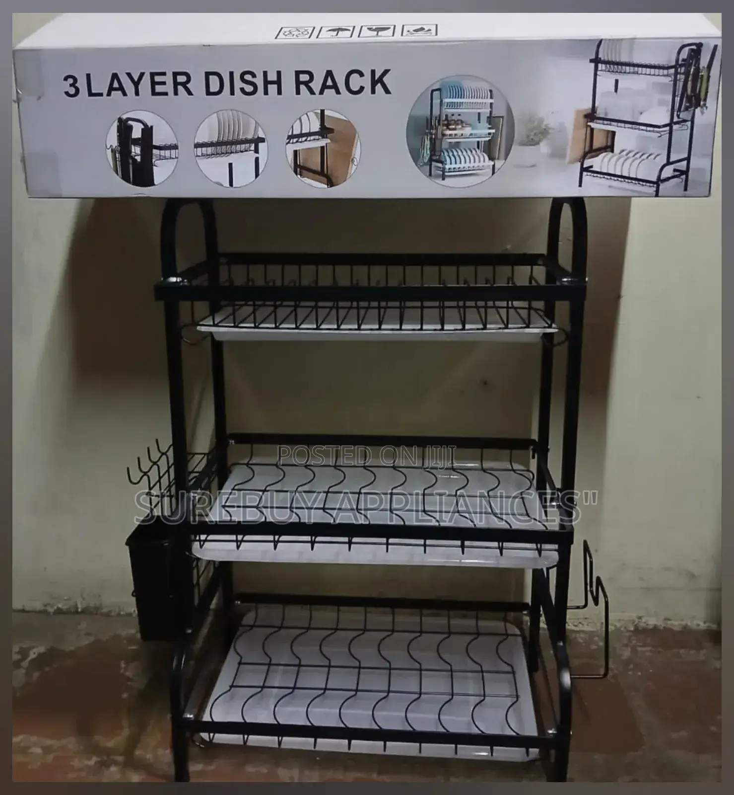 3-Layer Advanced Dish Rack – Heavy Duty Black Kitchen Organizer