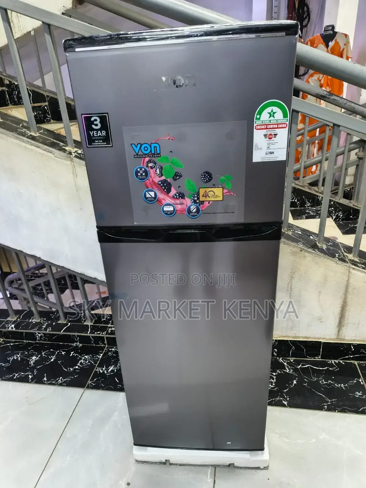 Brand New Von Vart-19dhs Double Door Fridge