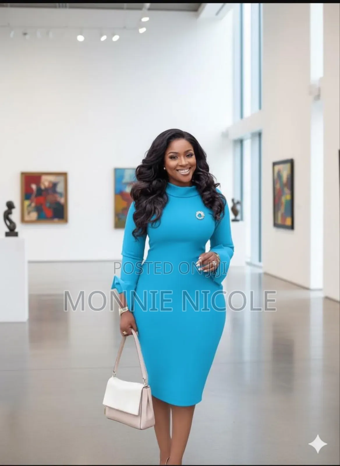Sky Blue Classy Office Dress