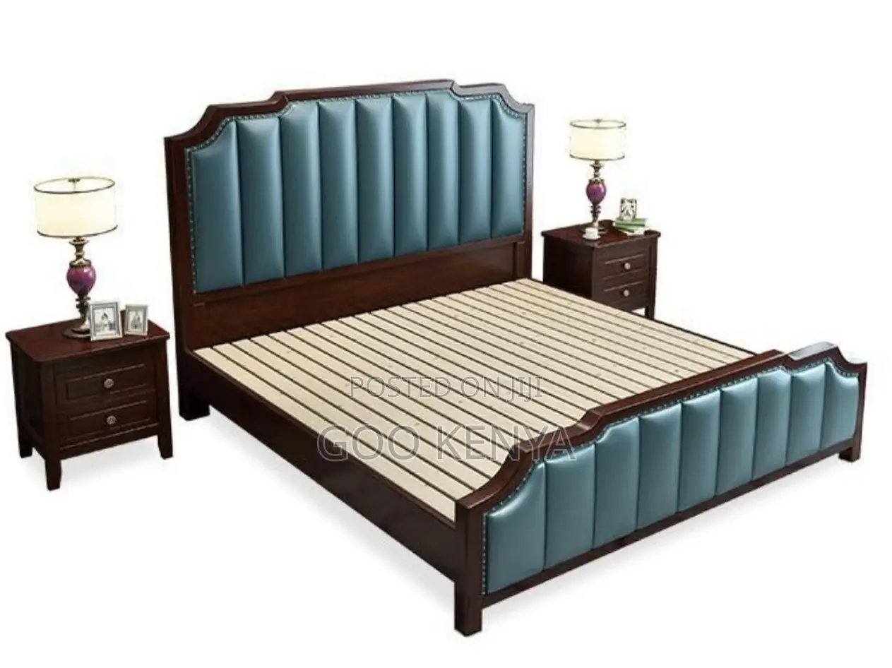 Home Bed; Leather Headboard Durable Ash Wood Bed With Natural Finish