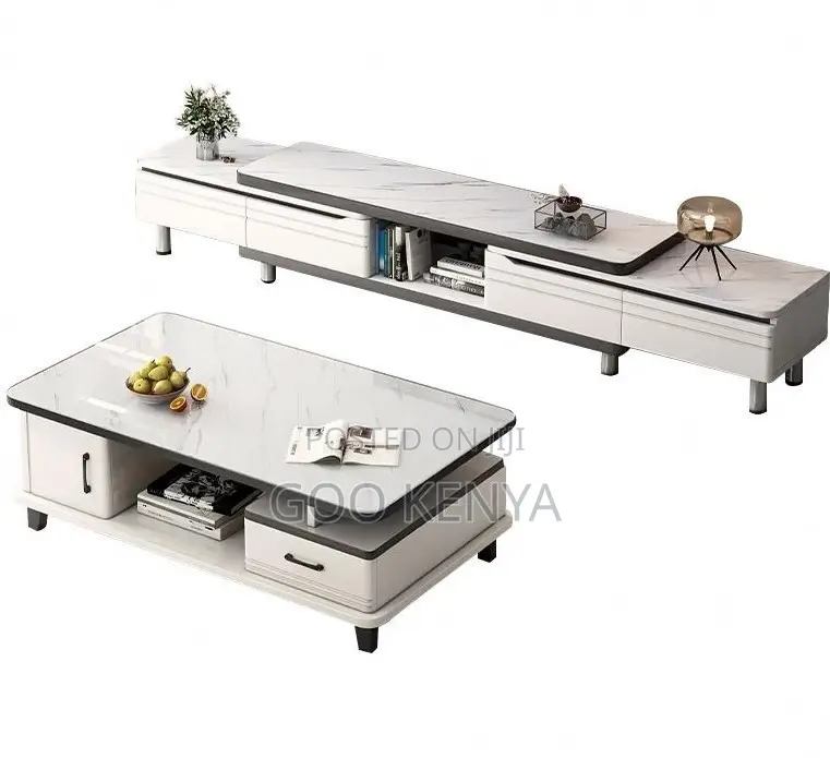 Home Table Set Cabinet; Wooden Media Console With Storage and Table