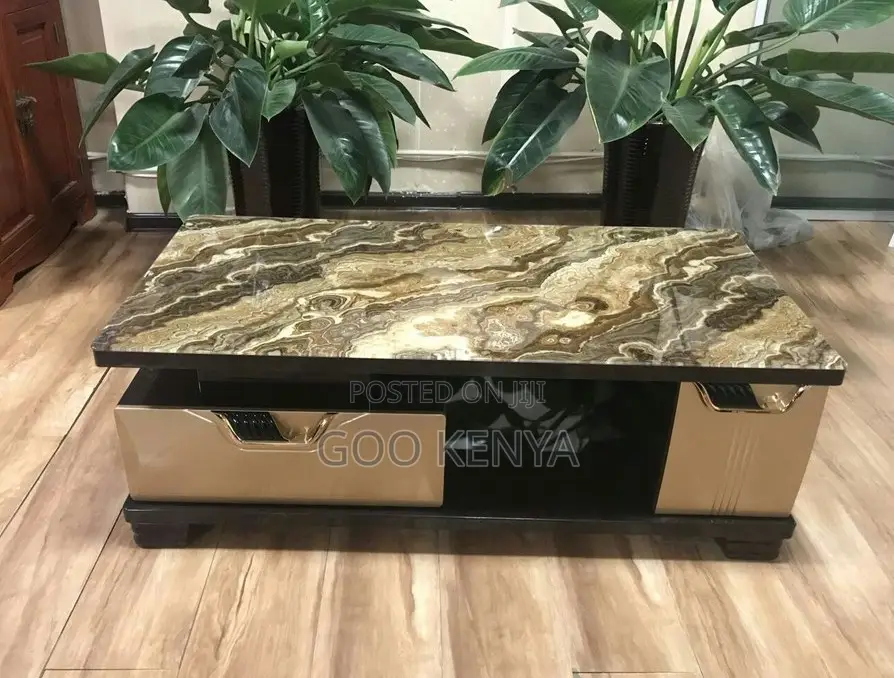 Home Table; Designer Console Marble Coffee Table With Cabinets