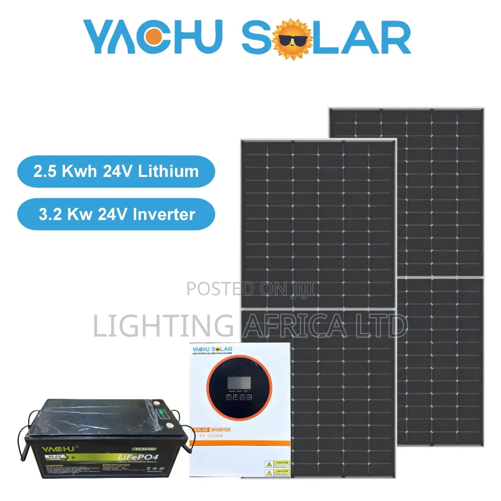New 3.2kva Inverter - 2.56kwh Lithium -(4)550w Solar Free Installation