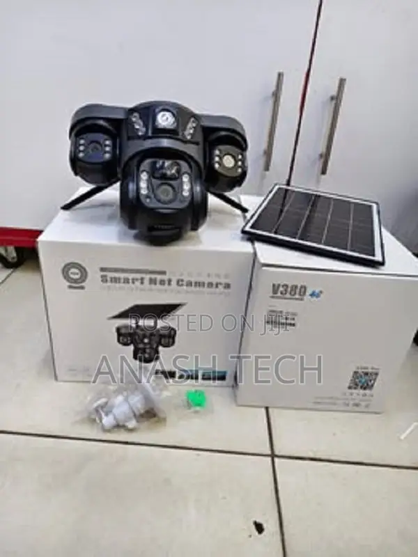 V380 Pro 4g PTZ 3 Lens Eyes Solar Camera With Rechargeable Battery