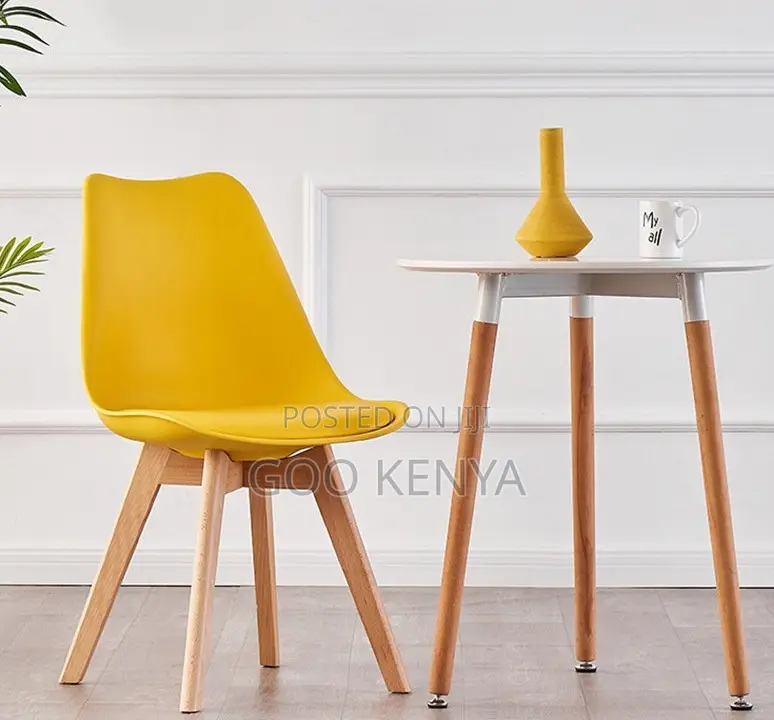 Home Chair; Sturdy Eames Dining Chair With Padded Seat and Wooden Base