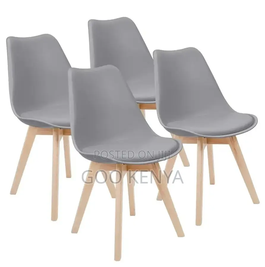 Home Chair; Sturdy Eames Dining Chair With Padded Seat and Wooden Base