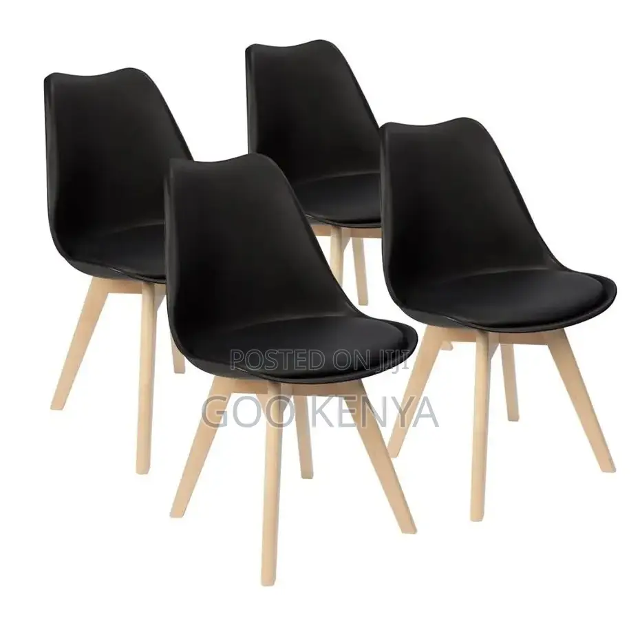 Home Chair; Sturdy Eames Dining Chair With Padded Seat and Wooden Base