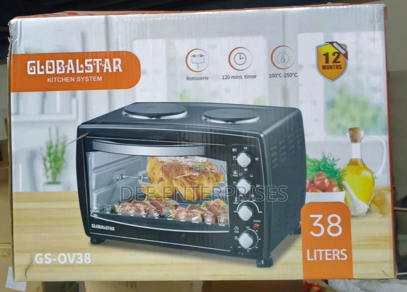 38 Litres Globalstar Oven With Rotisserie and Double Hot Plate