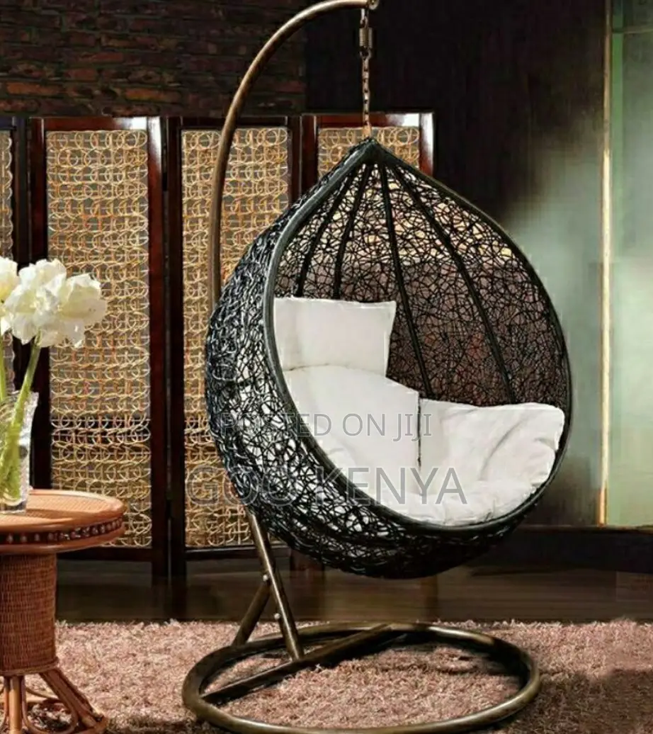 Home Chair; All-Weather Rattan Egg Swing With Sturdy Base for Garden