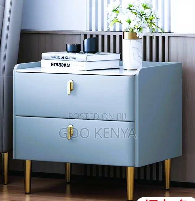 Home Cabinet; MDF and Leather Combination Modern Nightstand