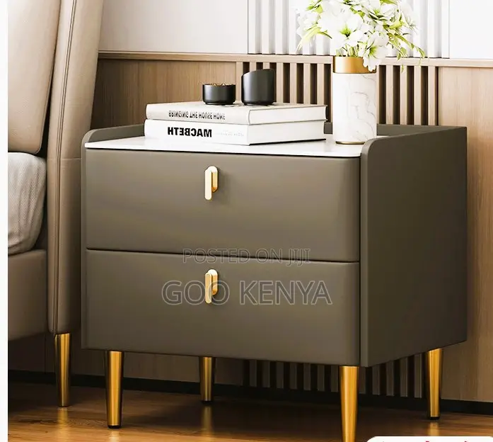 Home Cabinet; MDF and Leather Combination Modern Nightstand