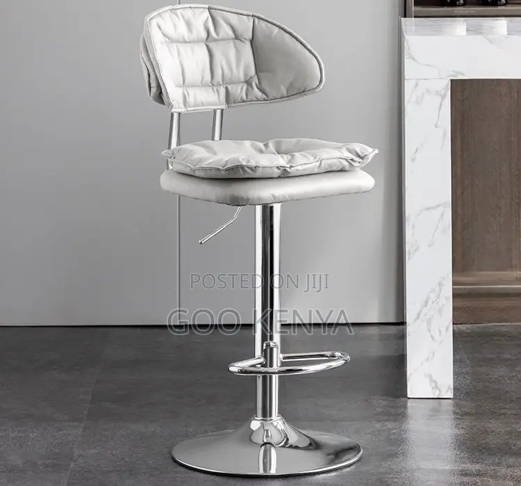 Home Bar Chair; Modern Silver Stainless Stool With Adjustable Height