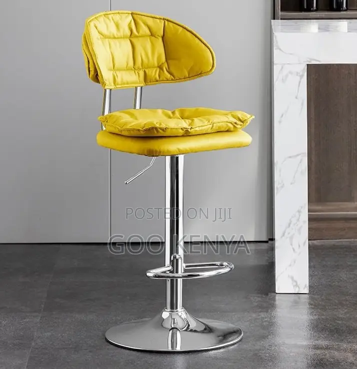 Home Bar Chair; Modern Silver Stainless Stool With Adjustable Height