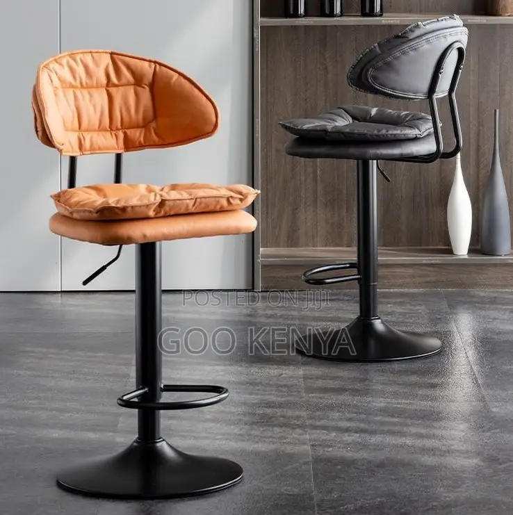 Home Bar Chair; Modern Silver Stainless Stool With Adjustable Height
