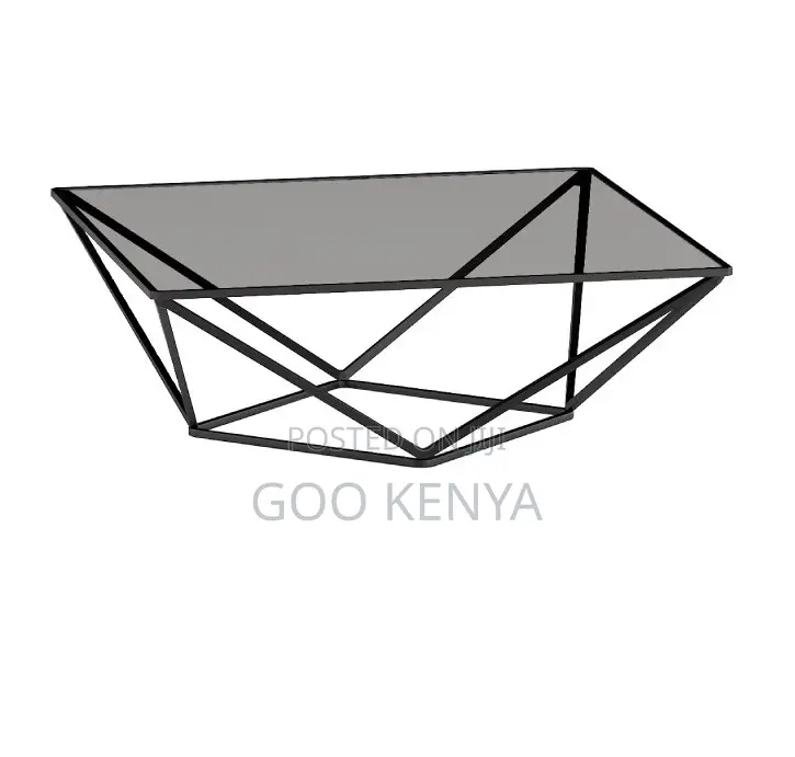 Home Table; Tempered Glass Top Coffee Table With Sturdy Metal Base