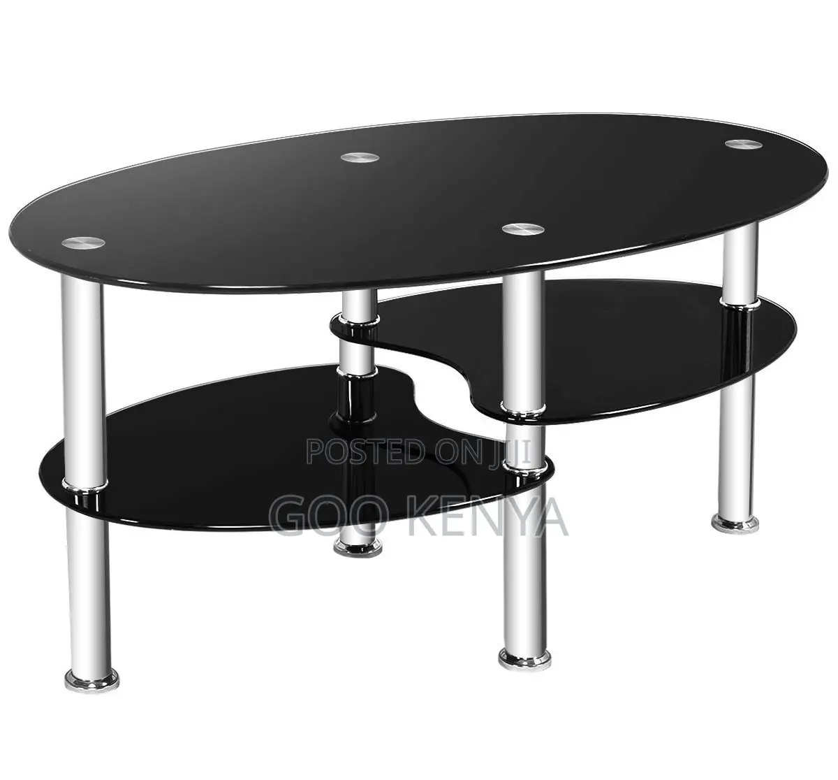 Home Table; High-Gloss Oval Glass Coffee Table for Living Room