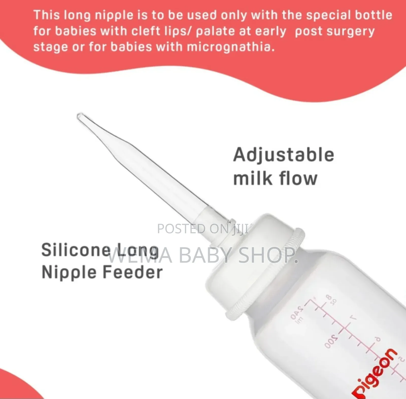 240ml Pigeon Baby Feeding Bottle With Long Nipple for Cleft Palate