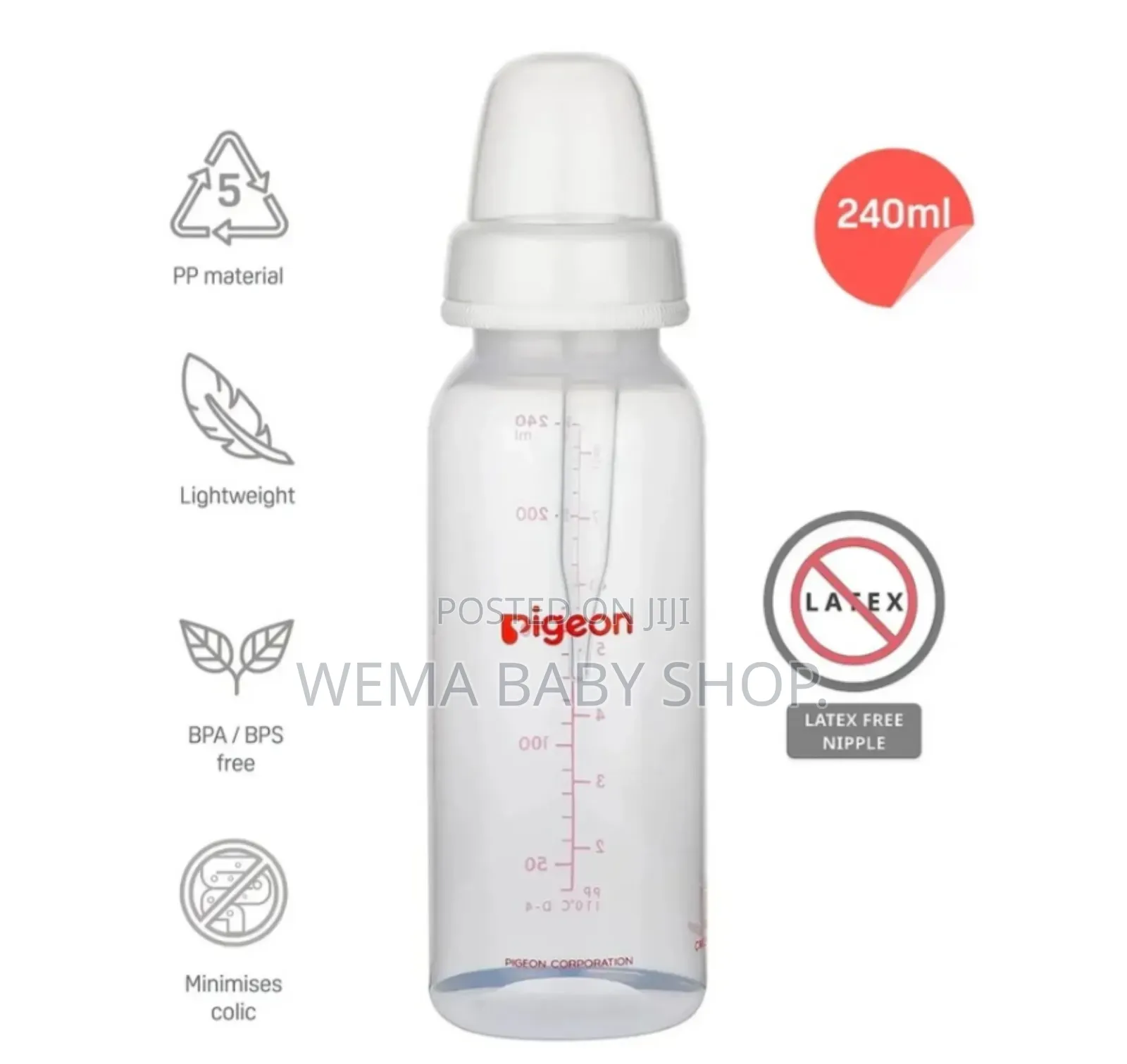 240ml Pigeon Baby Feeding Bottle With Long Nipple for Cleft Palate