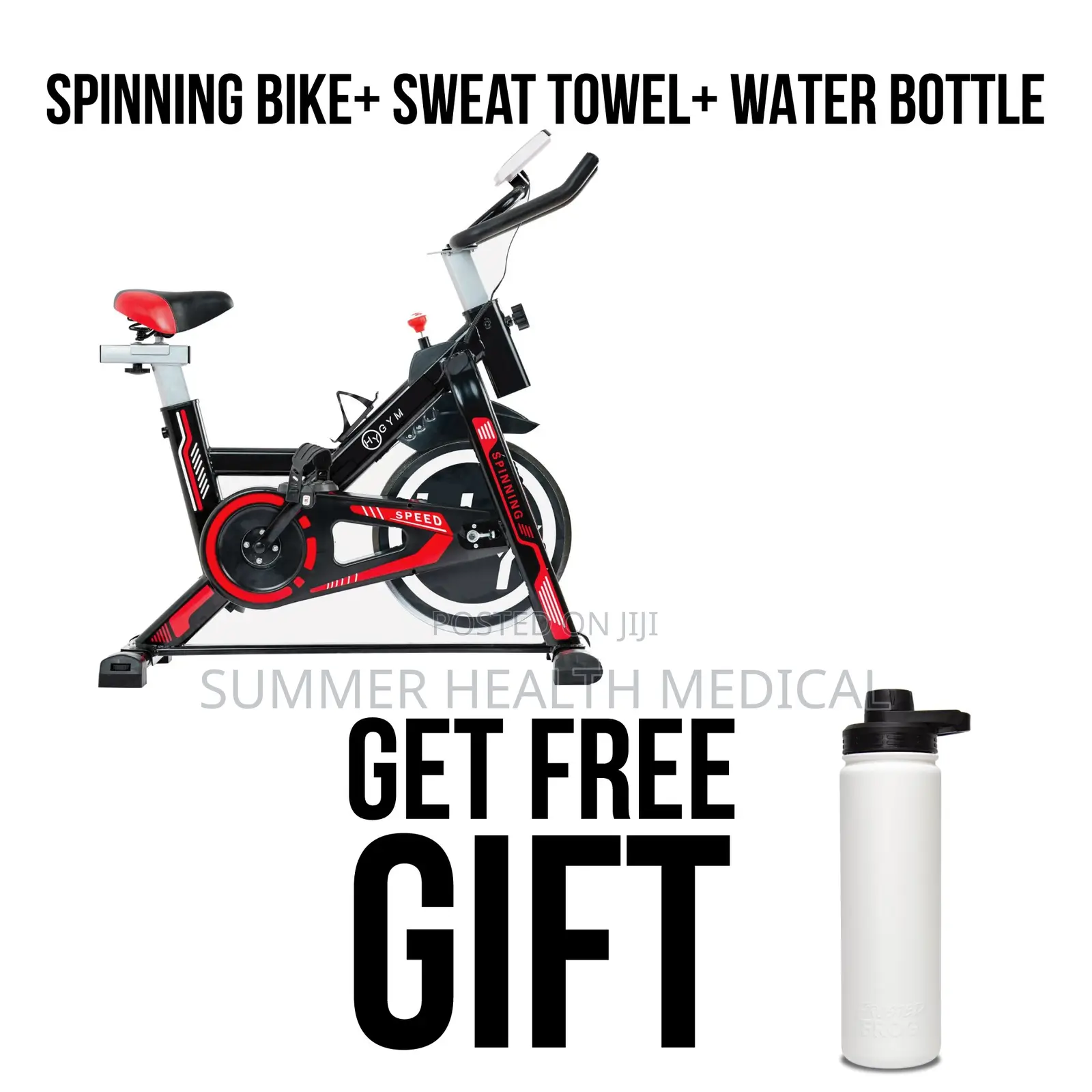 Spinning Bike + Sweat Towel + Water Bottle