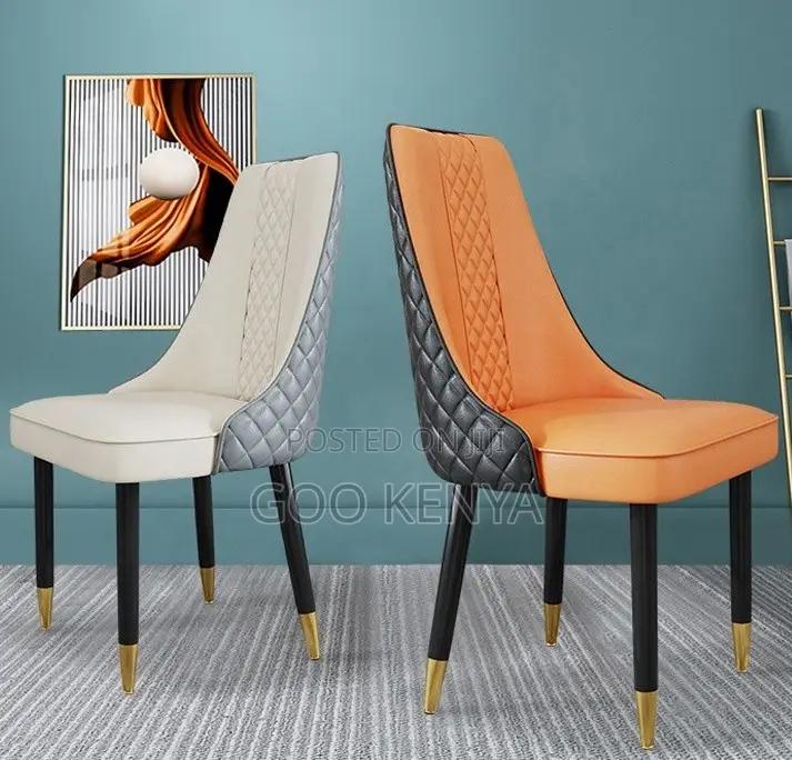 Home Dining Chair; Elegant Metal Dining Chairs With Soft Leather Seat