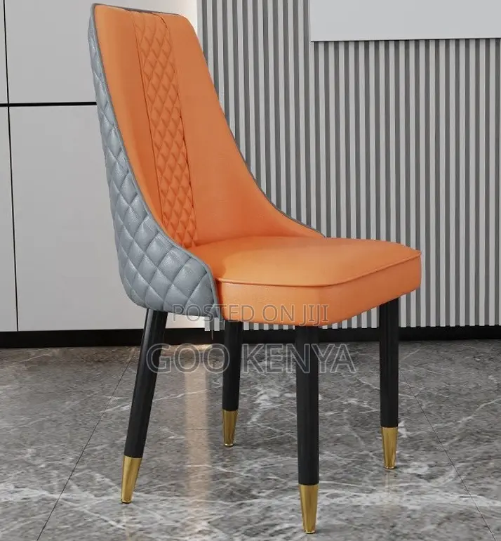 Home Dining Chair; Elegant Metal Dining Chairs With Soft Leather Seat