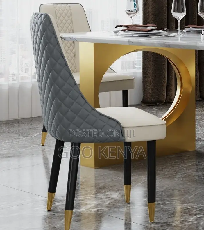 Home Dining Chair; Elegant Metal Dining Chairs With Soft Leather Seat