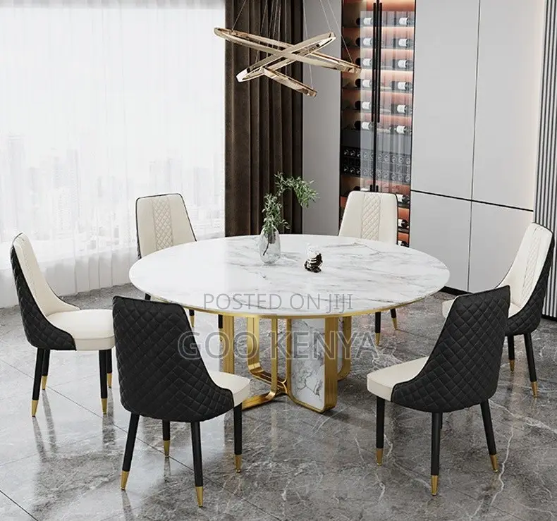 Home Dining Chair; Elegant Metal Dining Chairs With Soft Leather Seat