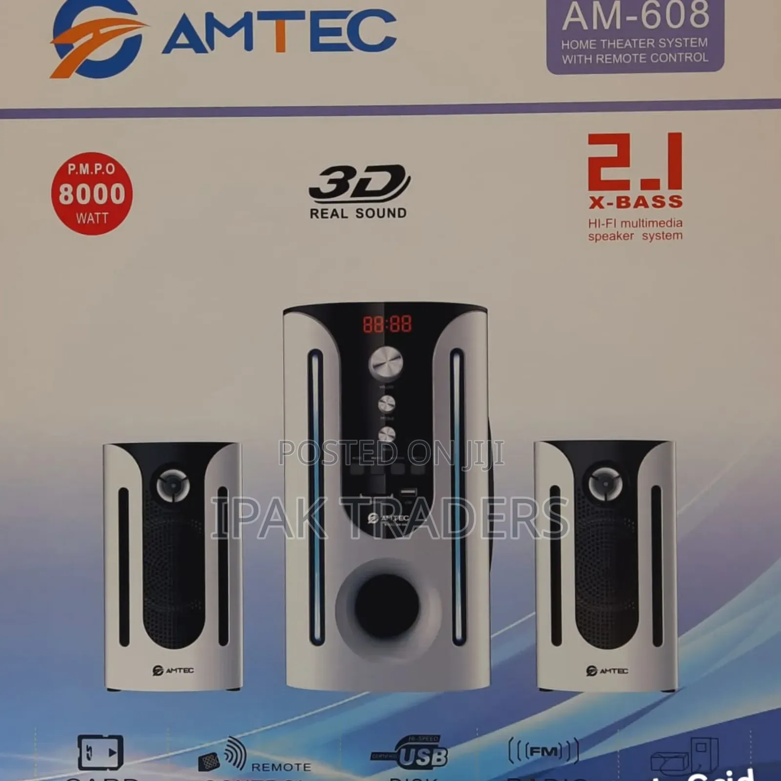 Amtec Am-608 Sub Woofer Sound System-Bt/Usb/Fm-8,000 Watts- (1yr Wrty)