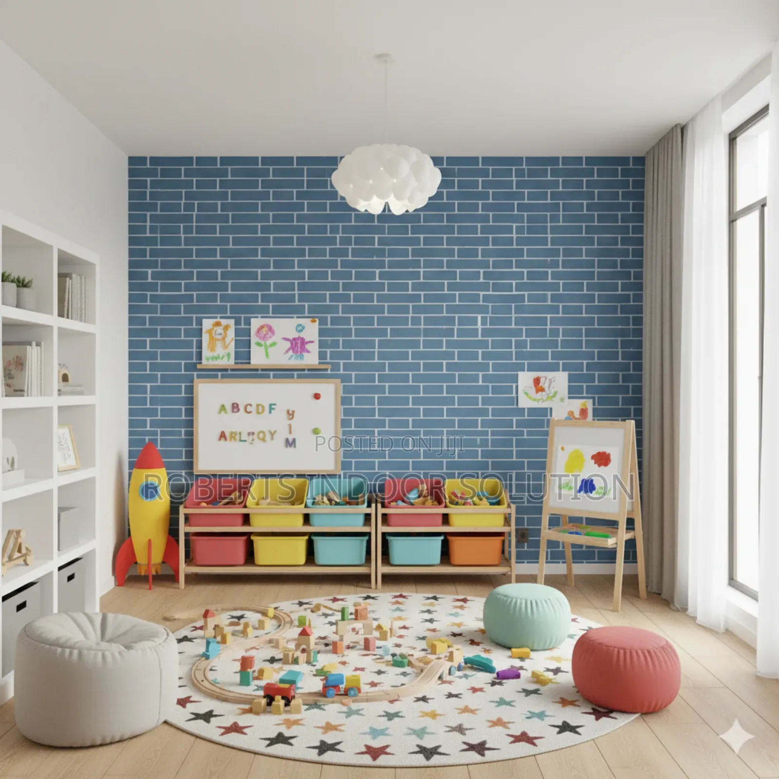 Redefine Texture With Blue Brick Peel Stick Wallpaper 0.45×10m