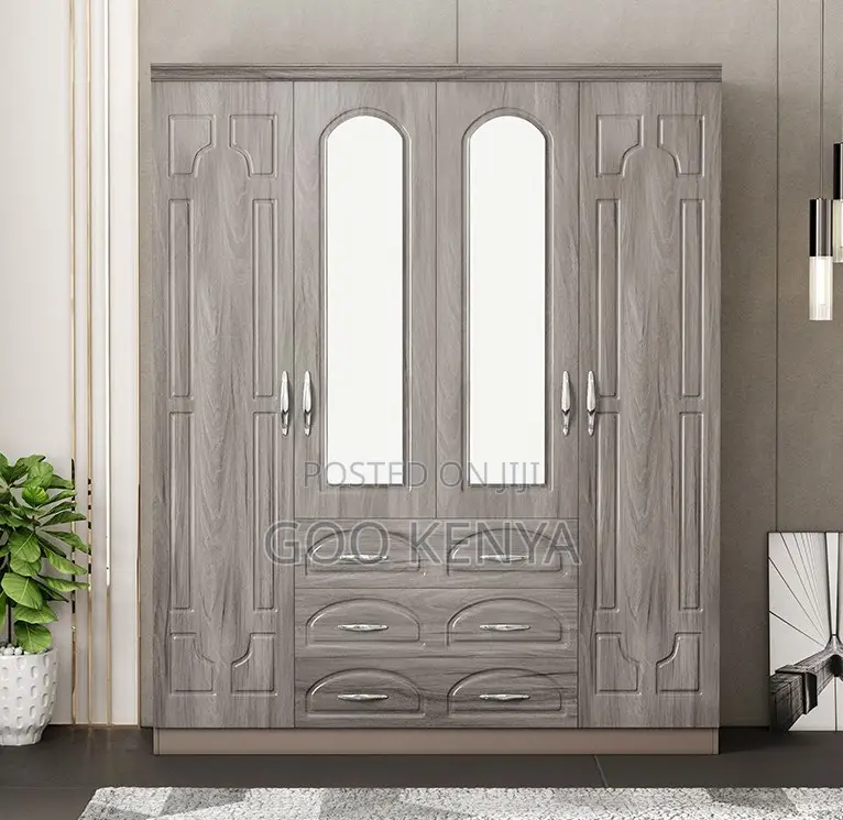 Home Wardrobe; Modern 4-Door Wooden Bedroom Wardrobe Closet