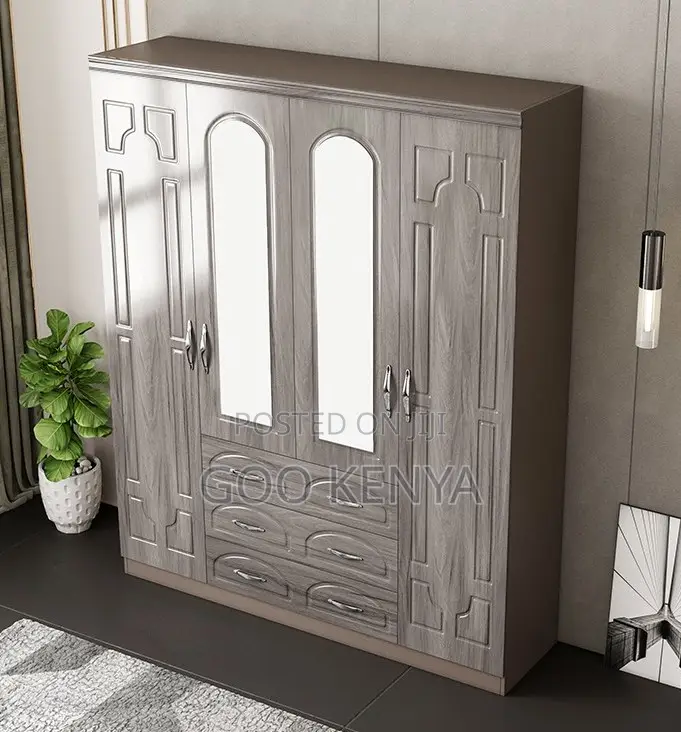 Home Wardrobe; Modern 4-Door Wooden Bedroom Wardrobe Closet